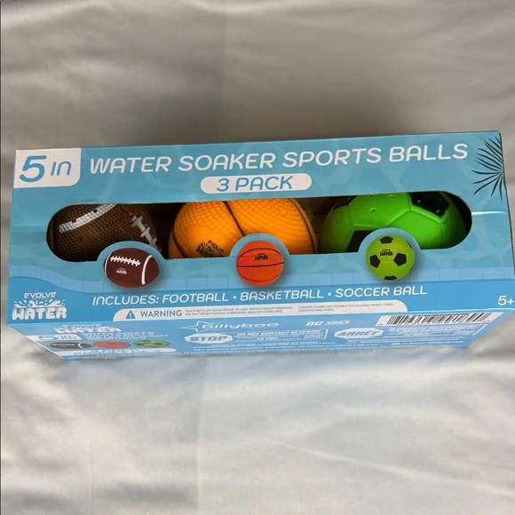 Evolve Water 3-pack 5" Soaker Sports Balls Kids: Football, Soccer, Basketball - Picture 2 of 9